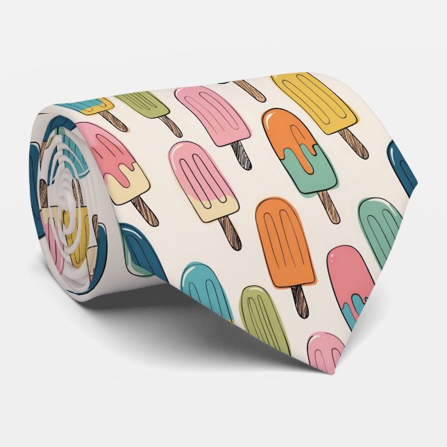 Hand-Drawn Popsicle doodle Pattern Krawatte (Gerollt)