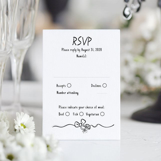 Hand Drawn Quirky Funky Wedding RSVP Card Karte (Whimsical Funky Wedding RSVP Card )