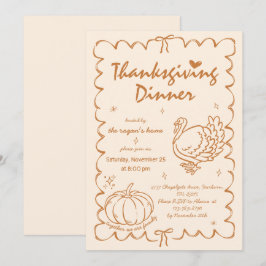 Hand Drawn Quirky Pumpkin Türkei Erntedank Einladung