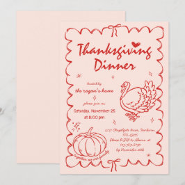 Hand Drawn Quirky Pumpkin Türkei Erntedank Einladung