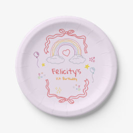 Hand Drawn Rainbow Whimsical Birthday Pappteller
