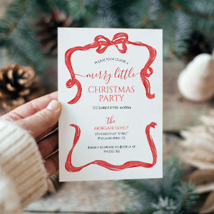 Hand Drawn Red Bow Weihnachtsfest Party Einladung