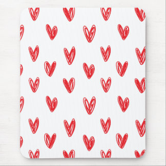 Hand Drawn Red Hearts Pattern – Minimal Valentine Mousepad