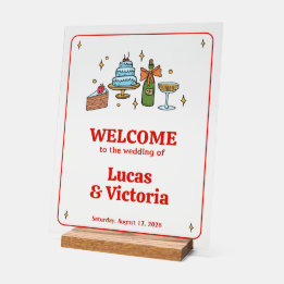 Hand Drawn Red Playful Whimsical Wedding Welcome
