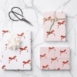 Hand Drawn Red Ribbon Bow Geschenkpapier Set
