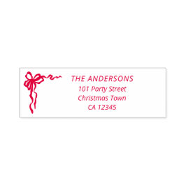Hand Drawn Red Ribbon Bow Return Address Label  Permastempel