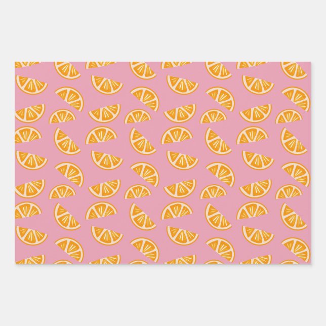 Hand-drawn Refreshing Oranges Seamless Pattern Geschenkpapier Set (Vorderseite)