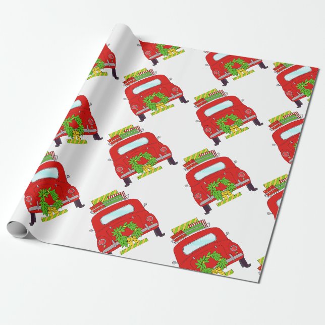 Hand drawn retro Christmas Geschenkpapier (Ungerollt)