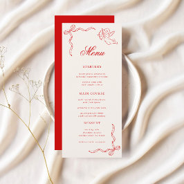 Hand Drawn Retro Cupid Red Cherub Vintage Wedding Menükarte