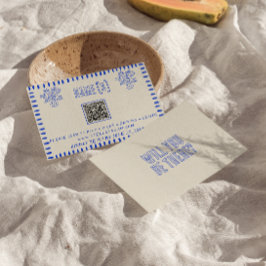 Hand Drawn Retro Quirky Scribble QR Code Hochzeit RSVP Karte