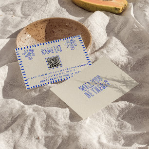 Hand Drawn Retro Quirky Scribble QR Code Hochzeit RSVP Karte