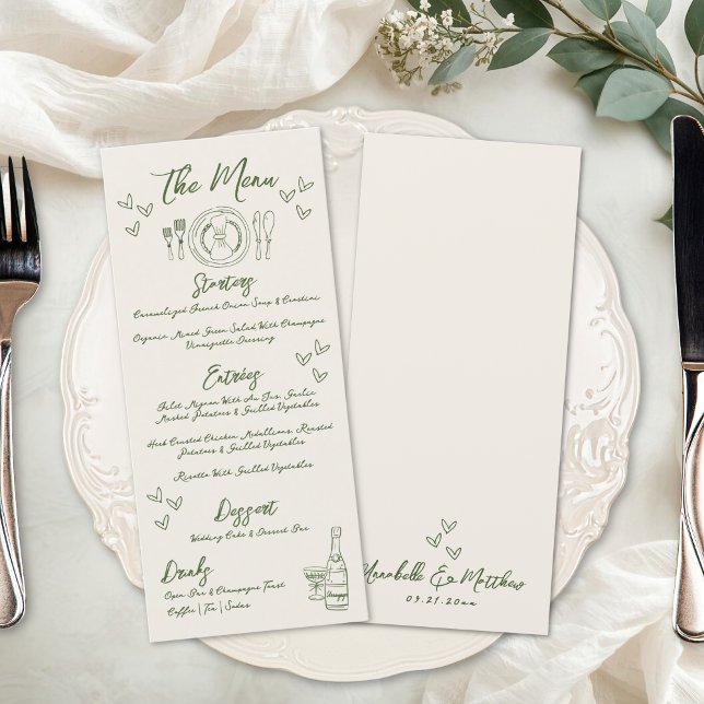 Hand Drawn Retro Wedding Menükarte (Hand Drawn Retro Wedding Menu)
