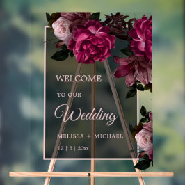 Hand Drawn Romantic Roses Wedding Welcome Acrylschild