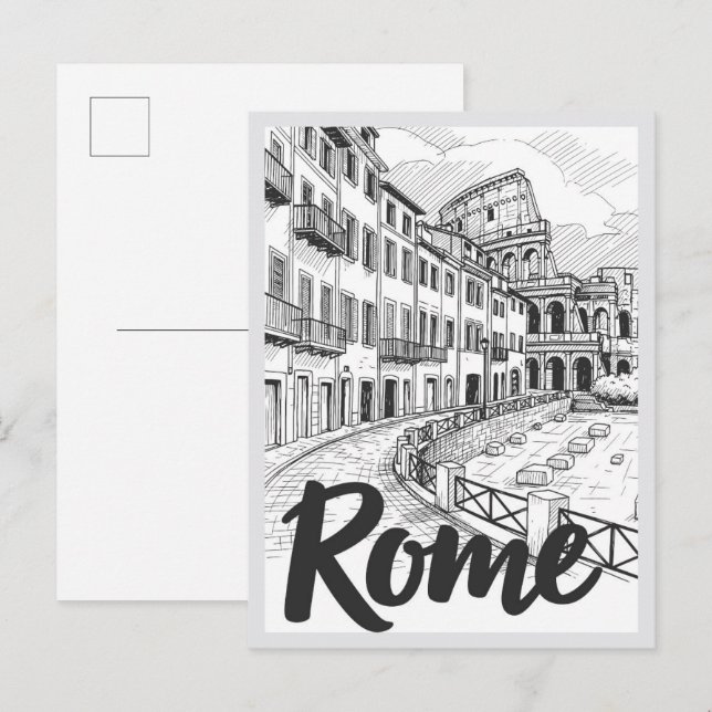Hand drawn Rome Italy Scene Landmark Postkarte (Vorne/Hinten)