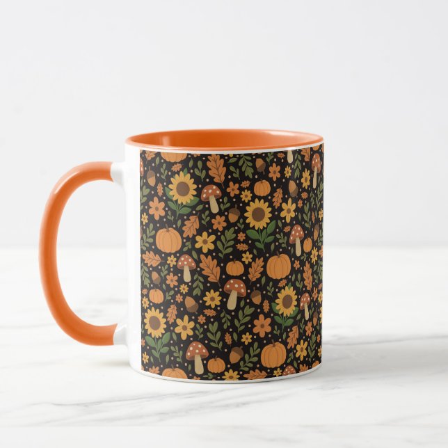 Hand Drawn Rustic Fall Pattern Coffee Mug (Gauche)