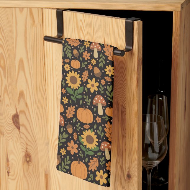 Hand Drawn Rustic Fall Pattern Kitchen Towel Geschirrtuch (Drittel gefaltet)