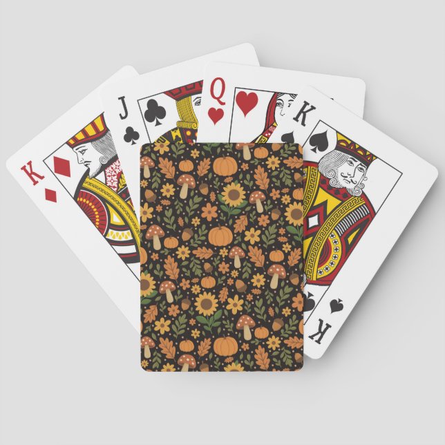 Hand Drawn Rustic Fall Pattern Playing Cards Spielkarten (Rückseite)