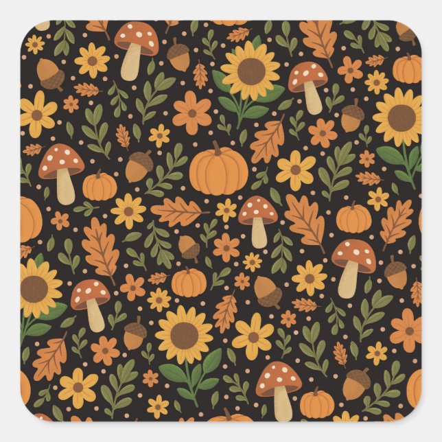 Hand Drawn Rustic Fall Pattern Sticker (Devant)
