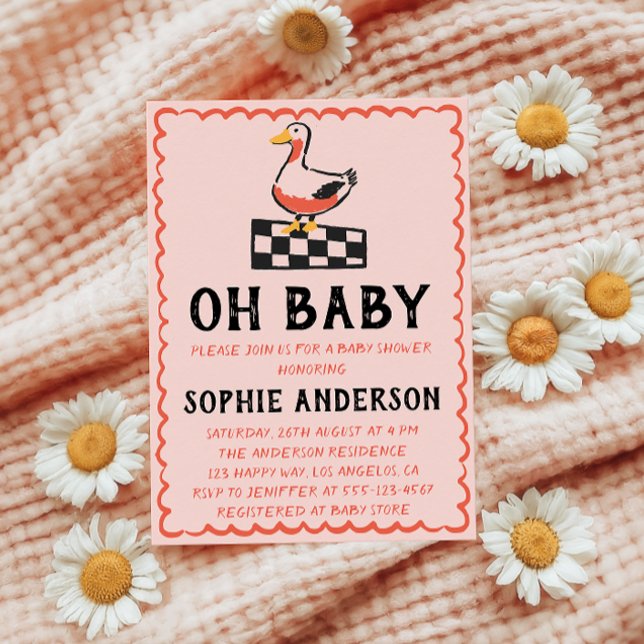 Hand Drawn Rustic Goose Oh Baby Shower Einladung (Von Creator hochgeladen)