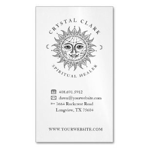 Hand Drawn schöne Celestial Sun Face Star Magnetische Visitenkarte