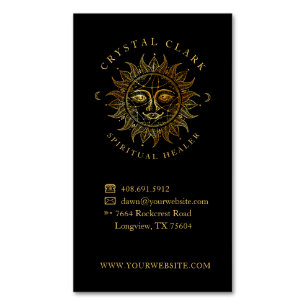 Hand Drawn schöne Celestial Sun Face Star Magnetische Visitenkarte