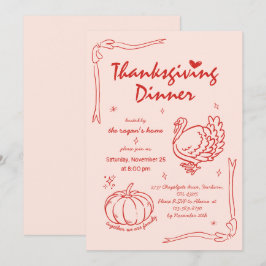 Hand Drawn Scribble Pumpkin Türkei Erntedank Einladung