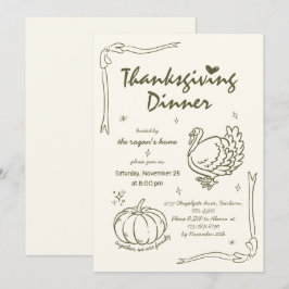 Hand Drawn Scribble Pumpkin Türkei Erntedank Einladung