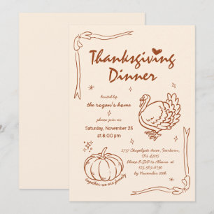 Hand Drawn Scribble Pumpkin Türkei Erntedank Einladung