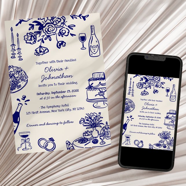 Hand Drawn Scribbles/Doodles Wedding Invitation Einladung (Von Creator hochgeladen)