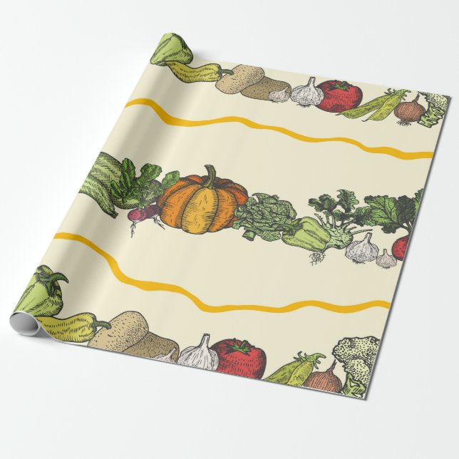 Hand drawn seamless pattern of natural vegetables  geschenkpapier (Ungerollt)