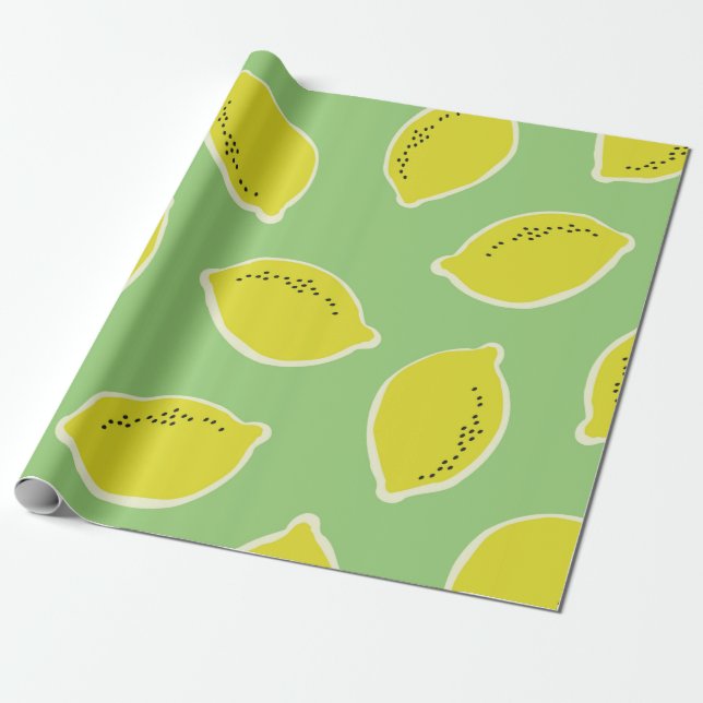 Hand drawn seamless pattern with lemons in yellow, geschenkpapier (Ungerollt)