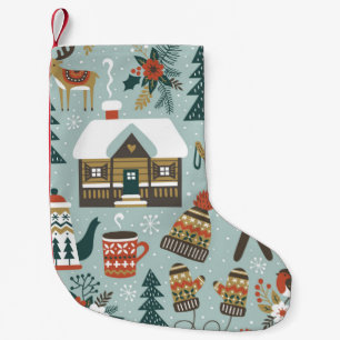 Hand drawn seamless vintage pattern with cute fore kleiner weihnachtsstrumpf
