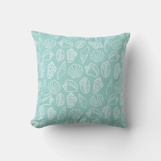 Hand-drawn Seashell Throw Pillow Kissen (Vorderseite)