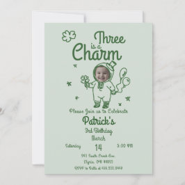 Hand Drawn Shamrock Any Age with Photo Birthday Einladung