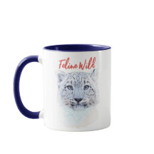 Hand Drawn Snow Leopard Mug "Feline Wild" 