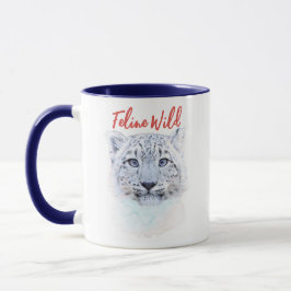 Hand Drawn Snow Leopard Mug "Feline Wild" 