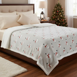 Hand-Drawn Snowmen on Grey Winter  Sherpadecke