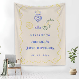 Hand Drawn Summer Adult 30th Birthday Party Wandteppich