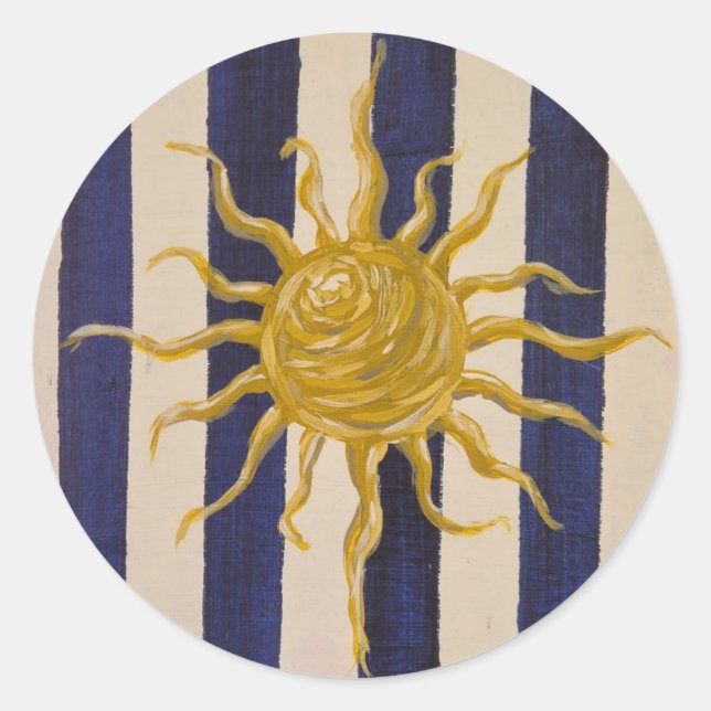 Hand-Drawn Sun Sticker with Classic Stripes (Vorderseite)