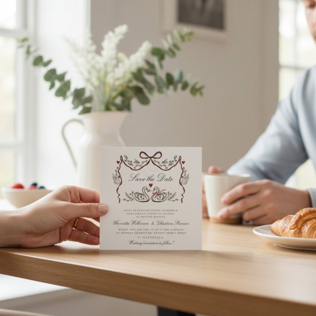 Hand Drawn Swans Paired for Life Save the Date (Von Creator hochgeladen)