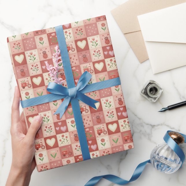 Hand Drawn Sweet Patchwork - Wrapping Paper Roll Geschenkpapier (Schenken)