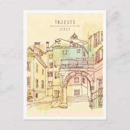 Hand drawn Trieste Italy Landmark Postkarte