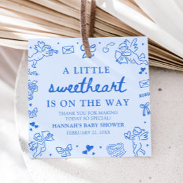 Hand Drawn Valentine Little Sweetheart Baby Shower Geschenkanhänger