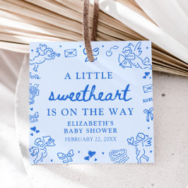Hand Drawn Valentine Little Sweetheart Baby Shower Geschenkanhänger