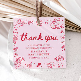 Hand Drawn Valentine Little Sweetheart Baby Shower Geschenkanhänger