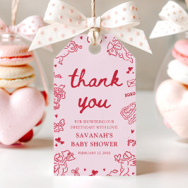 Hand Drawn Valentine Little Sweetheart Baby Shower Geschenkanhänger