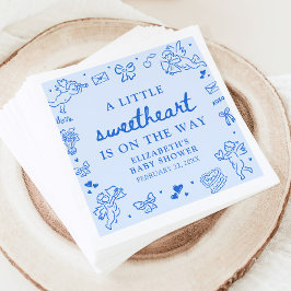 Hand Drawn Valentine Little Sweetheart Baby Shower Serviette