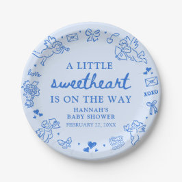 Hand Drawn Valentine Little Sweetheat Baby Shower Pappteller