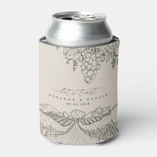 Hand Drawn Vineyard Winery Tuscany Wedding Favor Dosenkühler (Kanne Vorderseite)