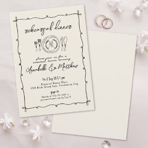 Hand Drawn Vintage Hochzeit Probe Dinner Einladung